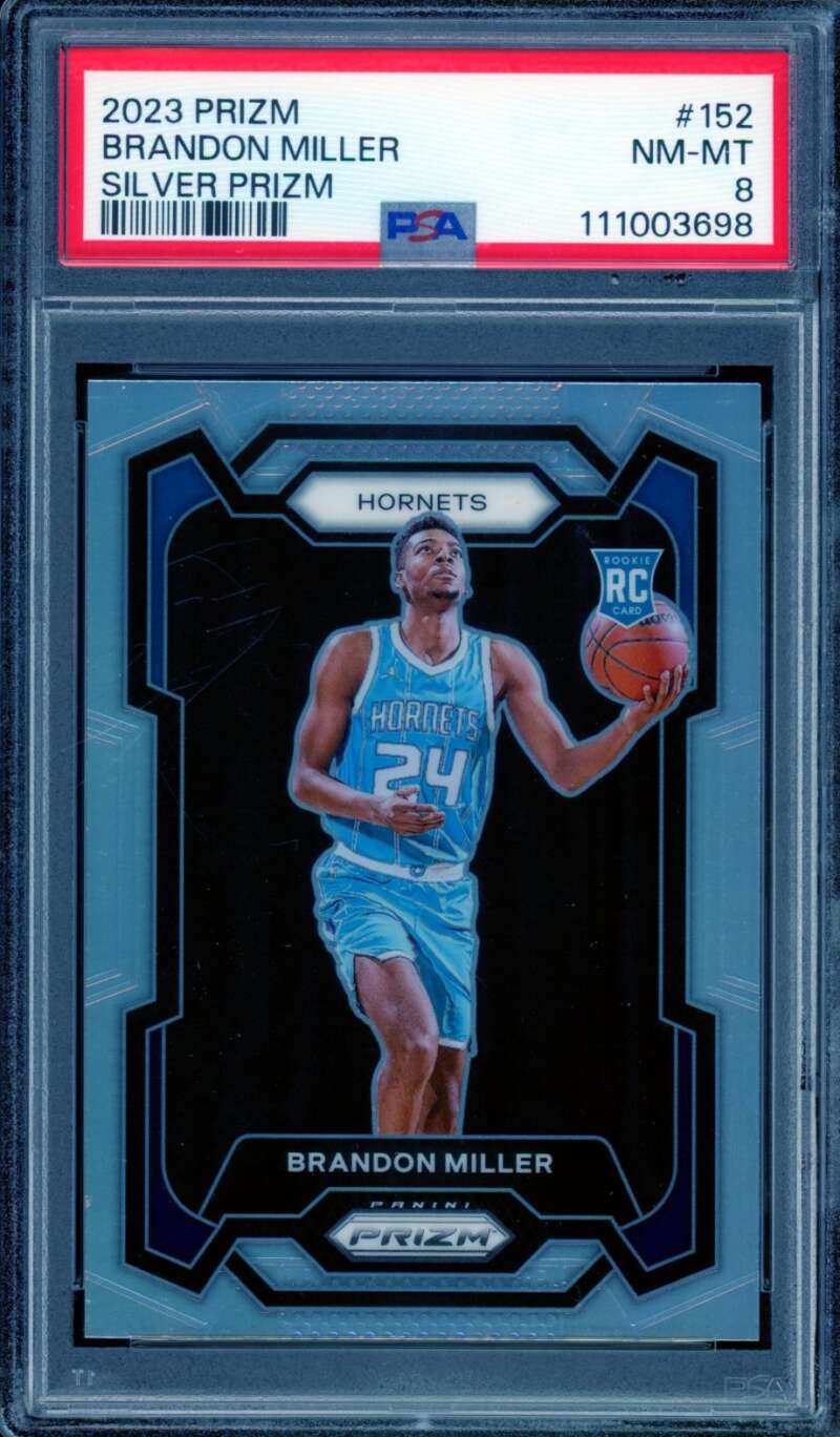 Brandon Miller Rookie Card 2023-24 Prizm Silver #152 PSA 8 Image 1