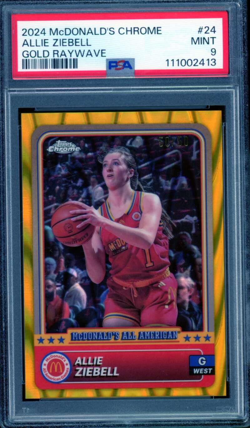 Allie Ziebell Rookie 2024 Mcdonald's Chrome Gold Raywave (50/50) #24 PSA 9 Image 1