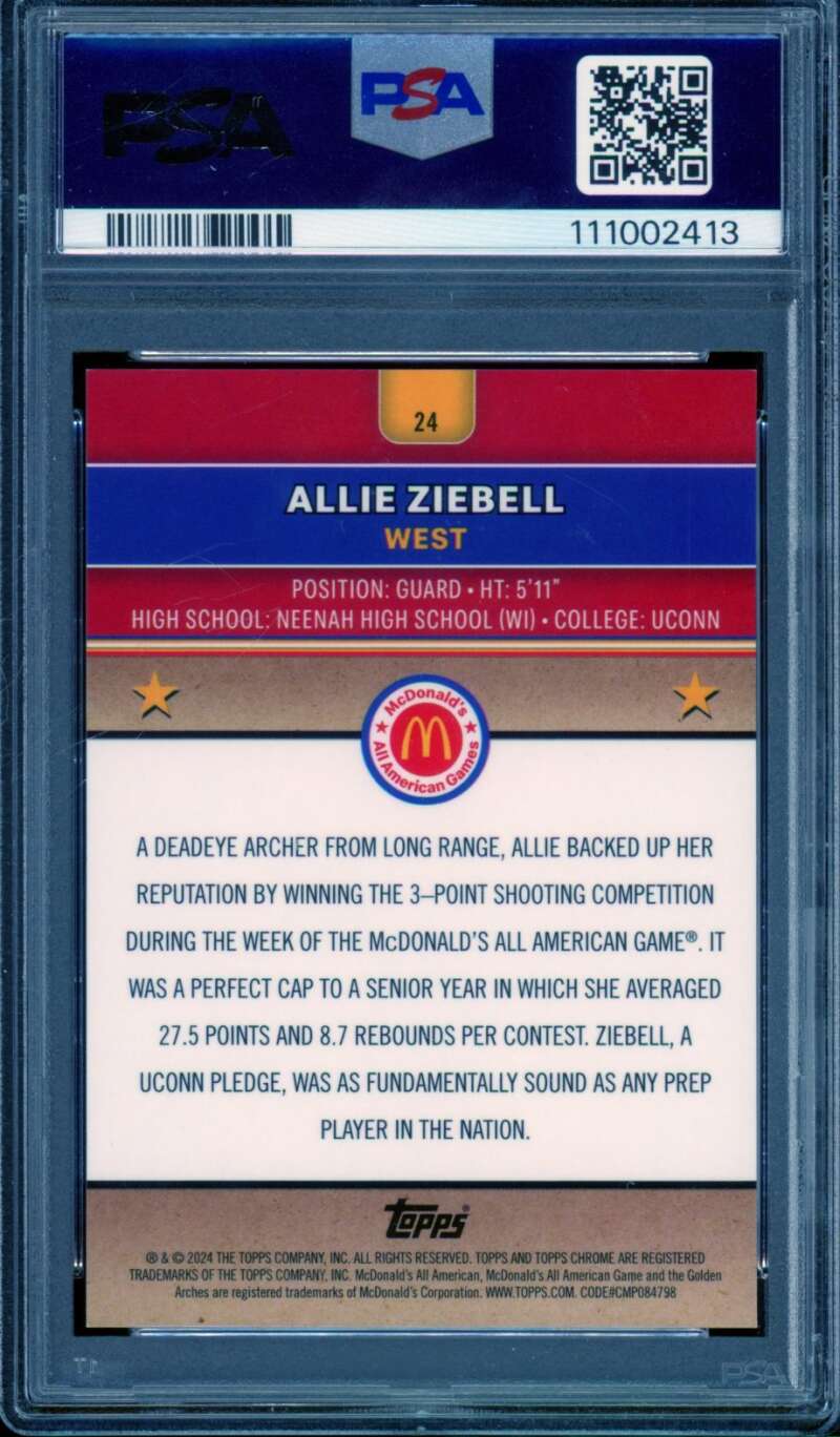Allie Ziebell Rookie 2024 Mcdonald's Chrome Gold Raywave (50/50) #24 PSA 9 Image 2