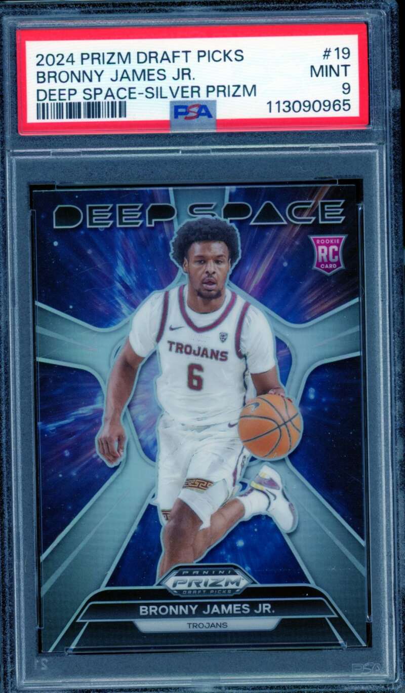 Bronny James Jr. Rookie 2024-25 Prizm Draft Picks Deep Space Silver #19 PSA 9 Image 1