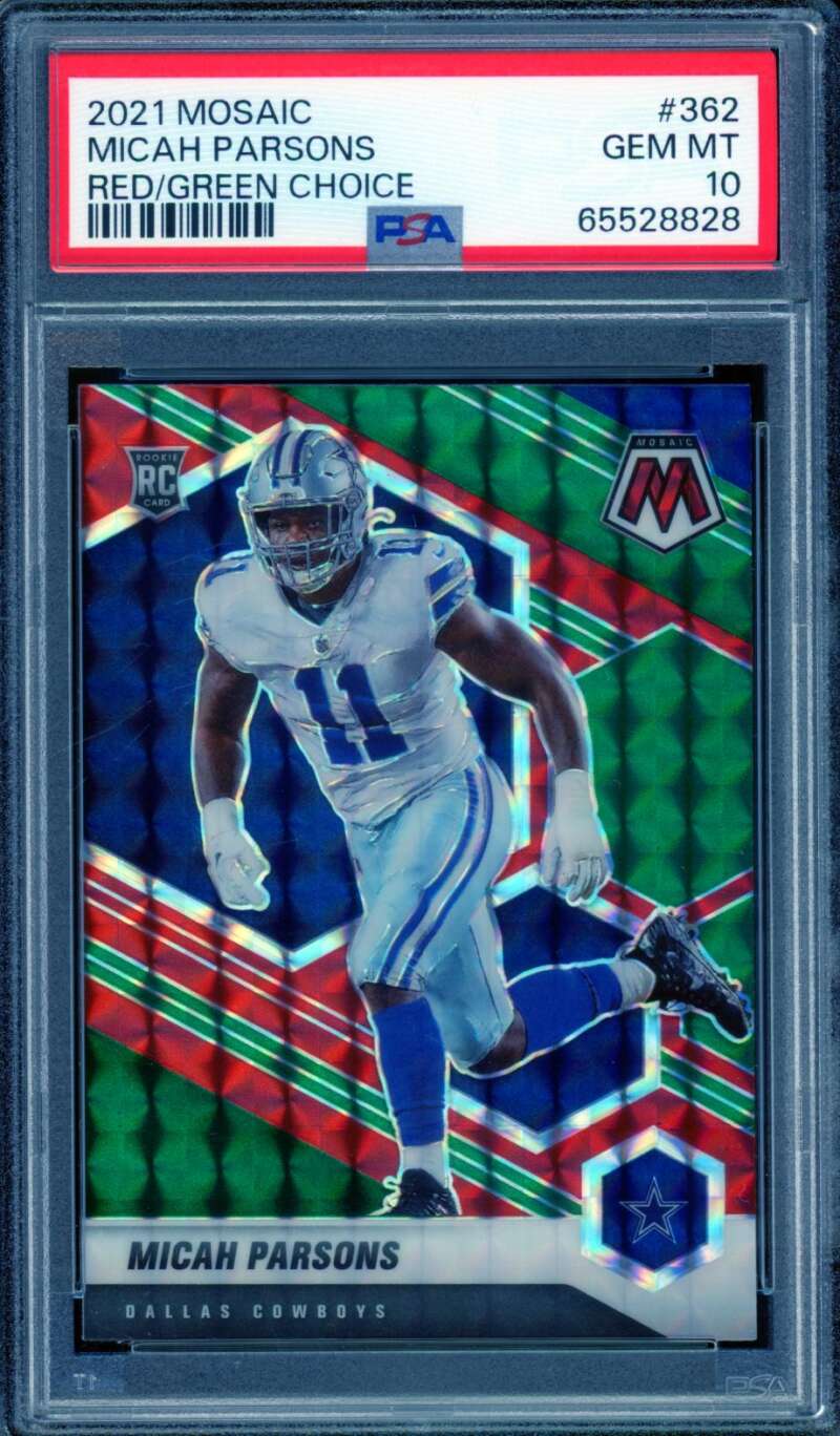 Micah Parsons Rookie Card 2021 Mosaic Red/Green Choice (pop 18) #362 PSA 10 Image 1