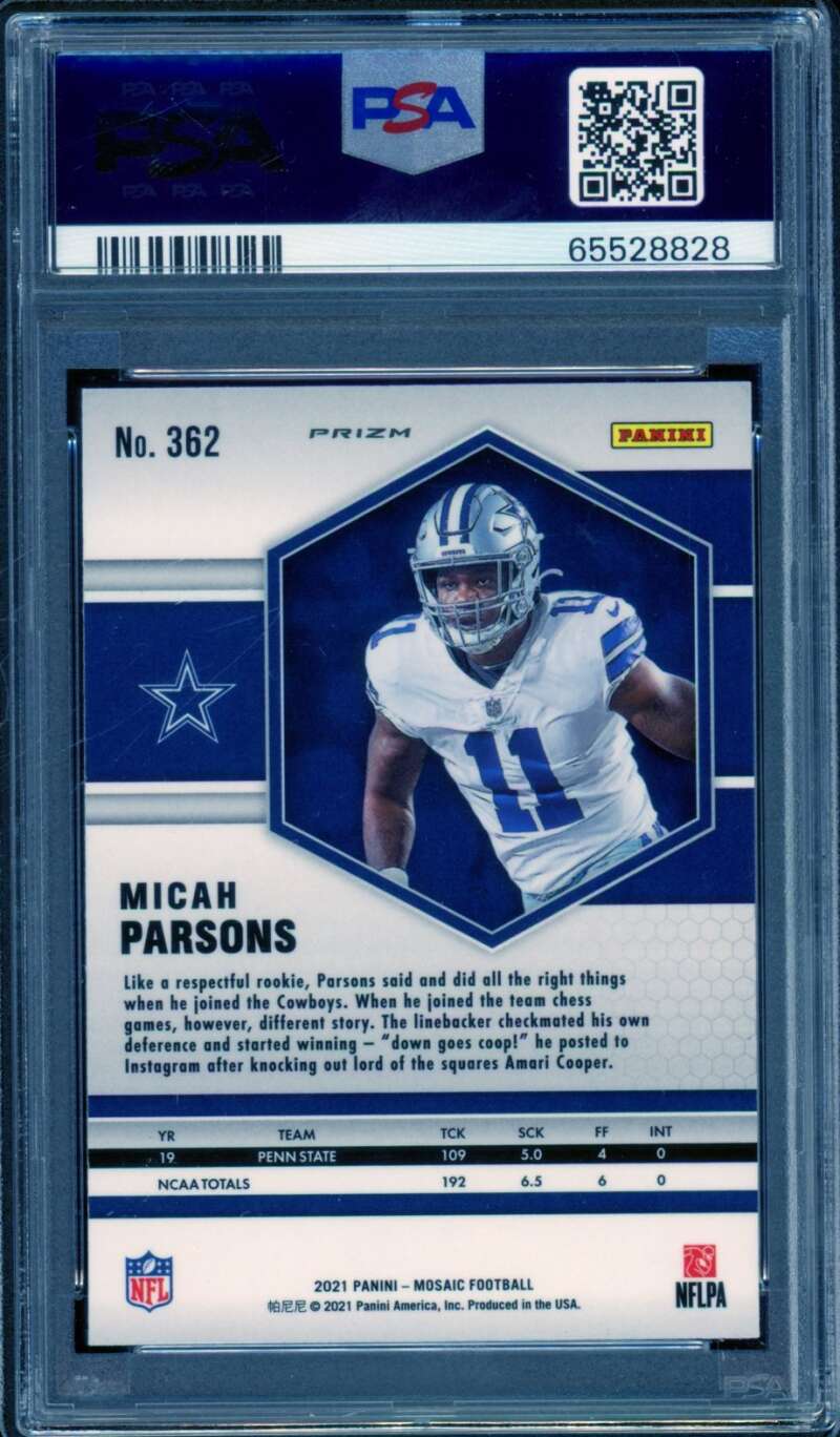 Micah Parsons Rookie Card 2021 Mosaic Red/Green Choice (pop 18) #362 PSA 10 Image 2