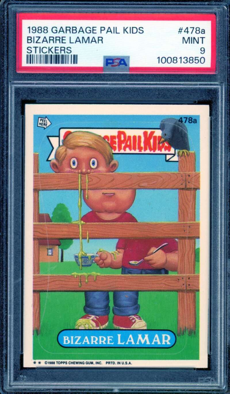 Bizarre Lamar Card 1988 Garbage Pail Kids Stickers #478A PSA 9 Image 1
