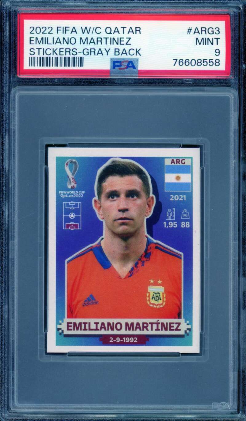 Emiliano Martinez Card 2022 Fifa World Cup Stickers Qatar #Arg3 PSA 9 Image 1