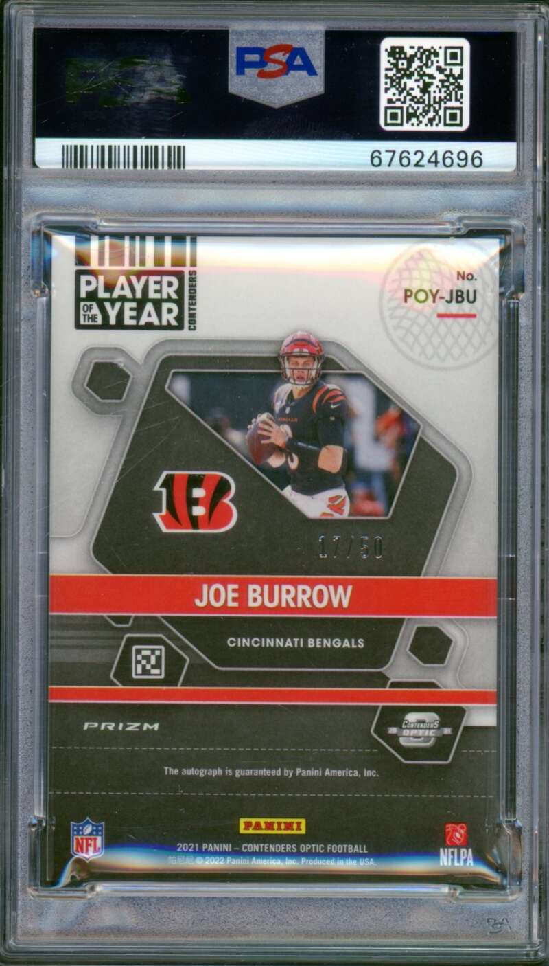 Joe Burrow 2021 Contenders Optic P.O.Y. Autograph (17/50) (pop 8) #POYJBU PSA 9 Image 2