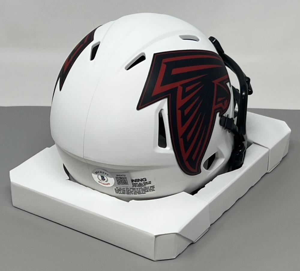 Drake London Autograph Falcons Mini Football Helmet Beckett Authentic   Image 4