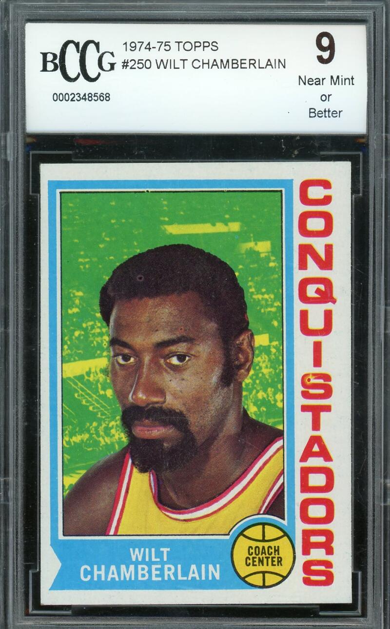 1974-75 Topps #250 Wilt Chamberlain Card BGS BCCG 9 Near Mint+ Image 1