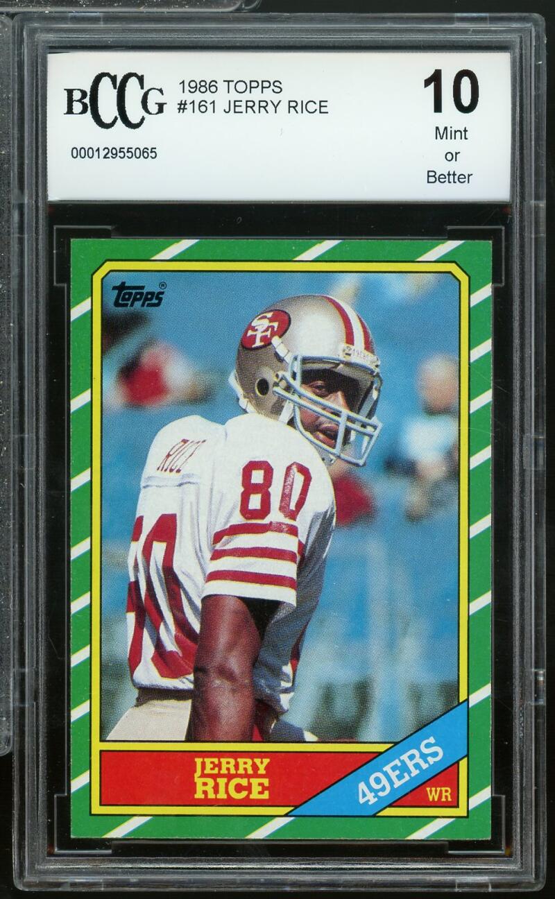 1986 Topps #161 Jerry Rice Rookie Card BGS BCCG 10 Mint+ Image 1