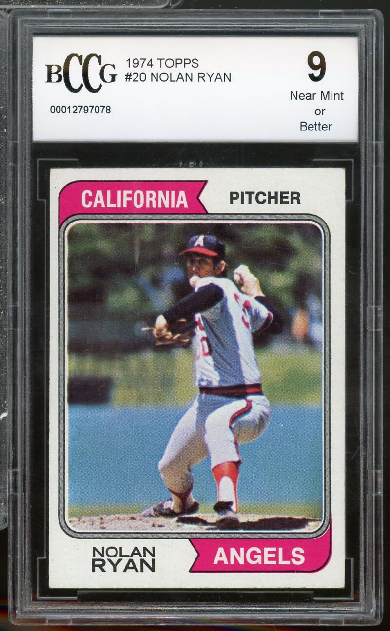 Nolan Ryan Card 1974 Topps #20 California Angels BGS BCCG 9 Image 1