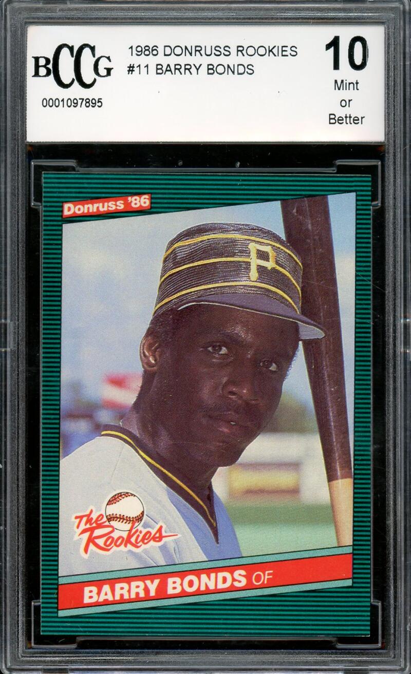 1986 Donruss The Rookies #11 Barry Bonds Rookie Card BGS BCCG 10 MINT+ Image 1