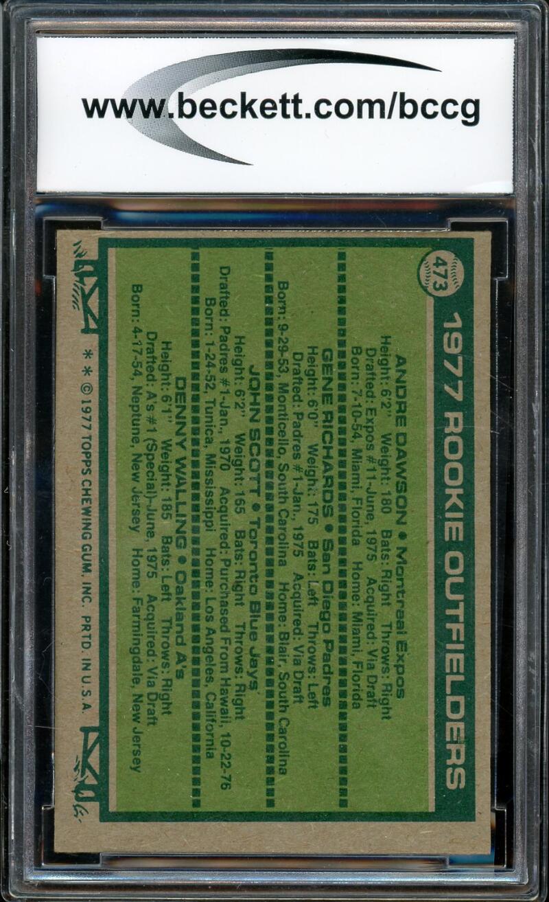 1977 Topps #473 Gene Richards/ Andre Dawson Rookie Card BGS BCCG 9 Near Mint+ Image 2