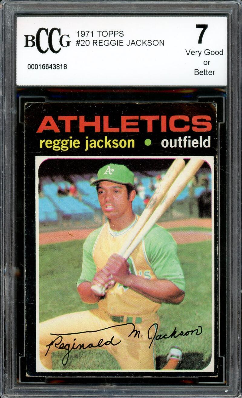 1971 Topps #20 Reggie Jackson Card BGS BCCG 7 Very Good+ Image 1