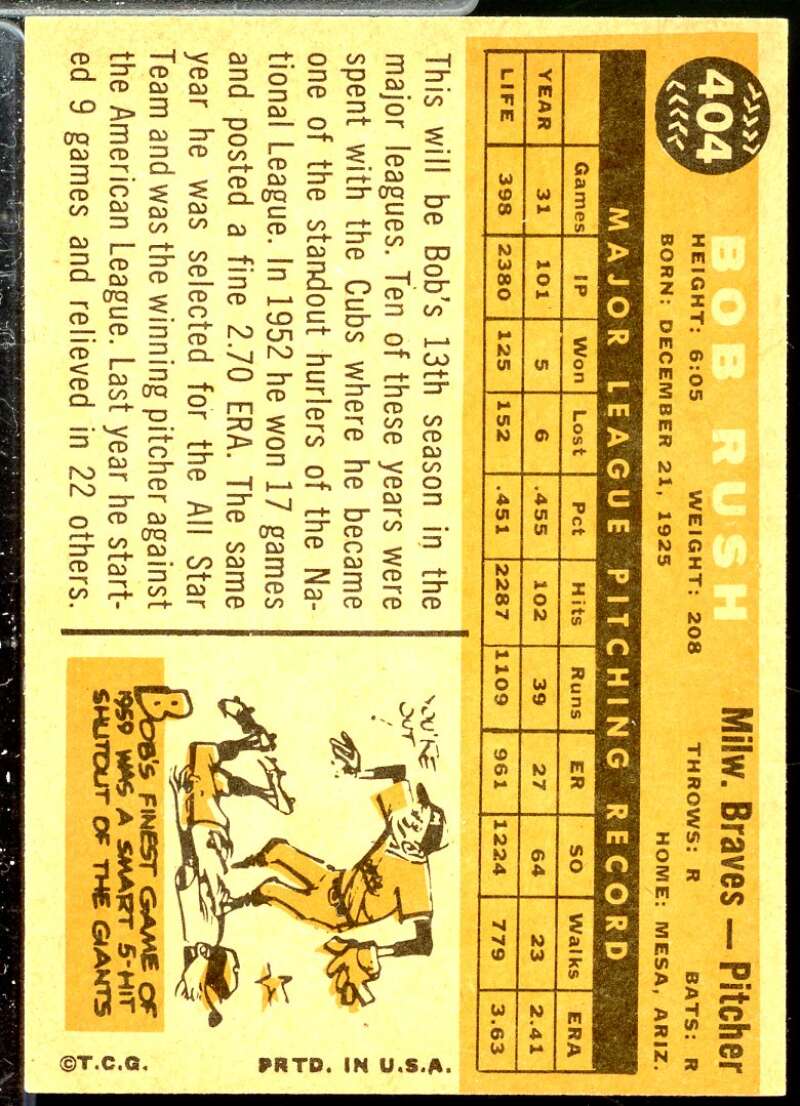 Bob Rush Card 1960 Topps #404  Image 2