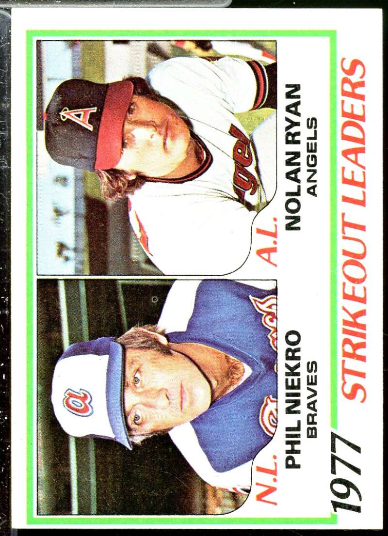 Strikeout Leaders DP/Phil Niekro/Nolan Ryan Card 1978 Topps #206  Image 1