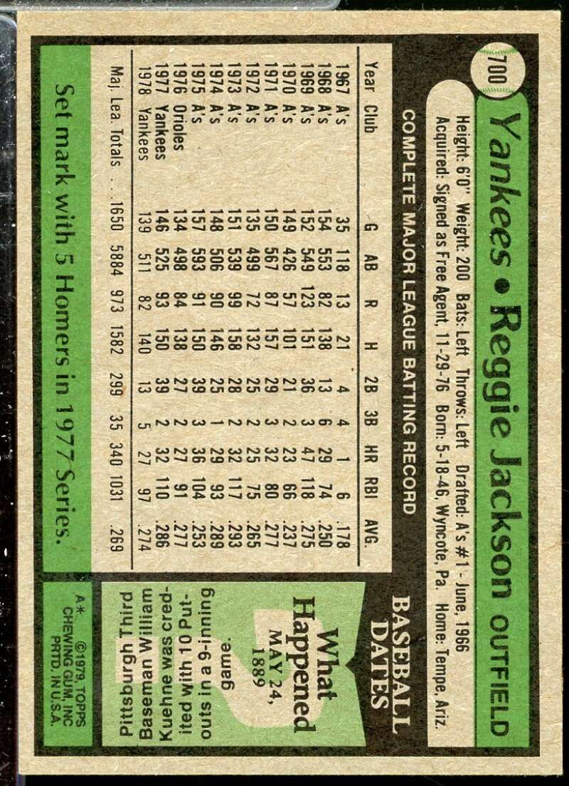 Reggie Jackson DP Card 1979 Topps #700  Image 2