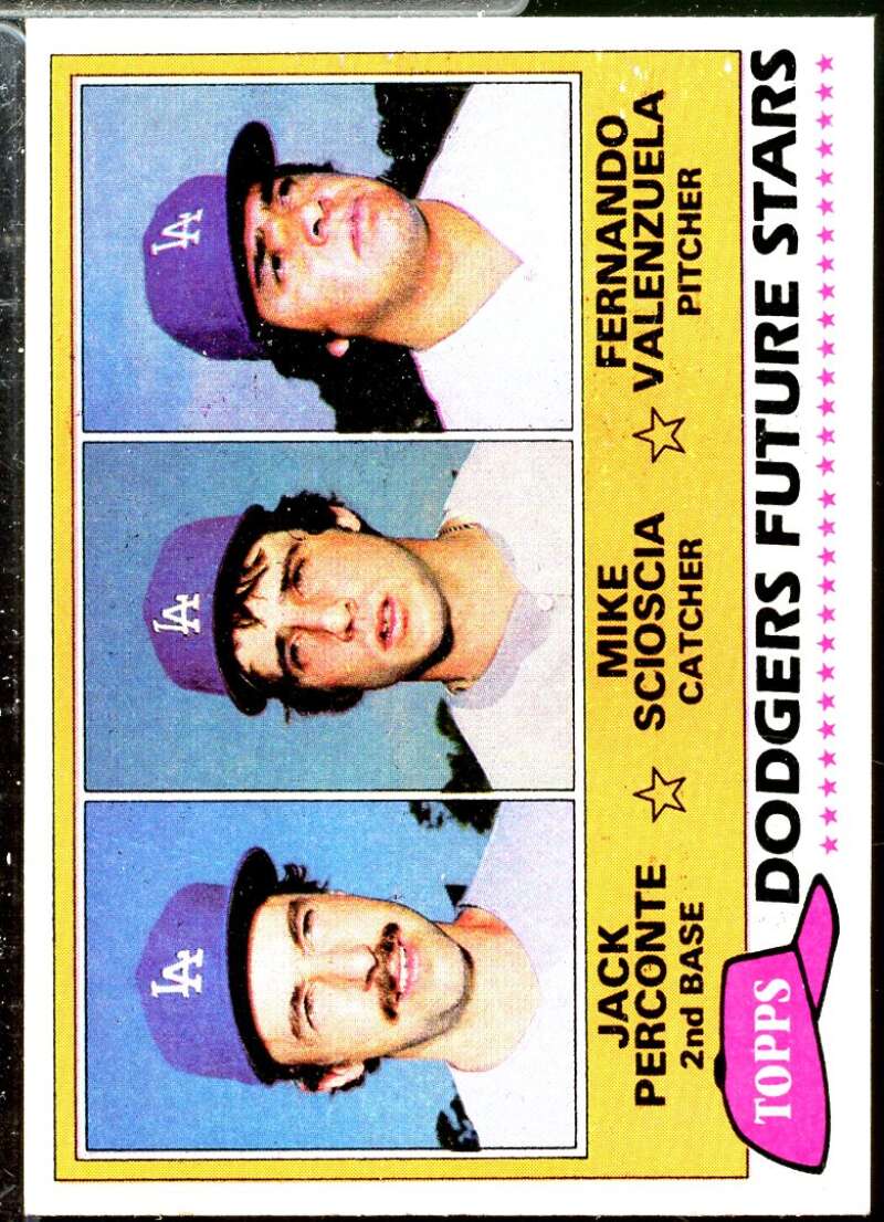 Jack Perconte RC/Mike Scioscia RC/Fernando Valenzuela Rookie 1981 Topps #302  Image 1