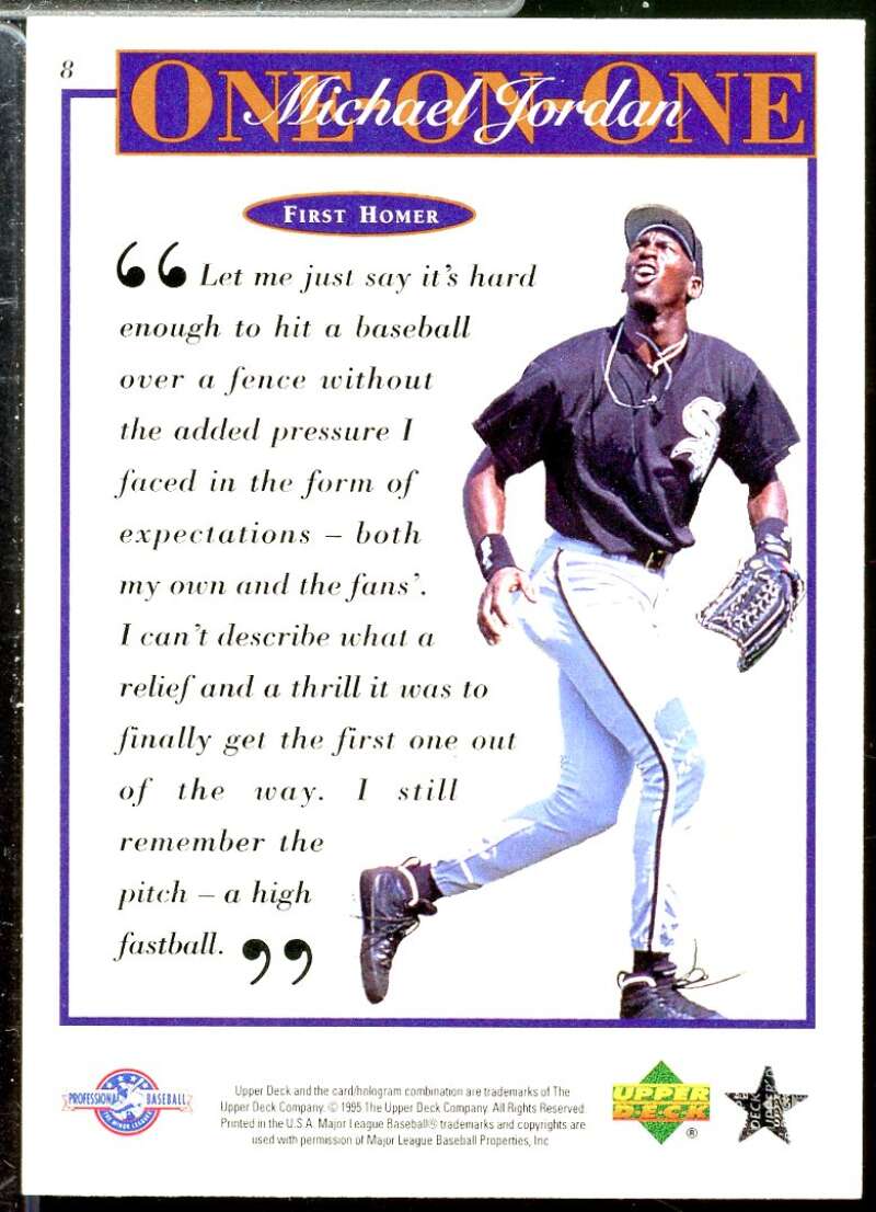 Michael Jordan/First Homer 1995 Upper Deck Minors Michael Jordan One On One #8  Image 2