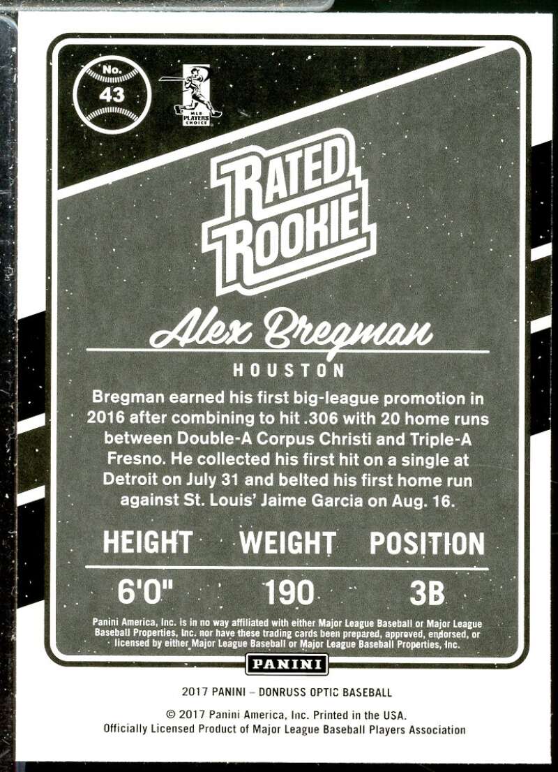 Alex Bregman Rookie Card 2017 Donruss Optic #43  Image 2
