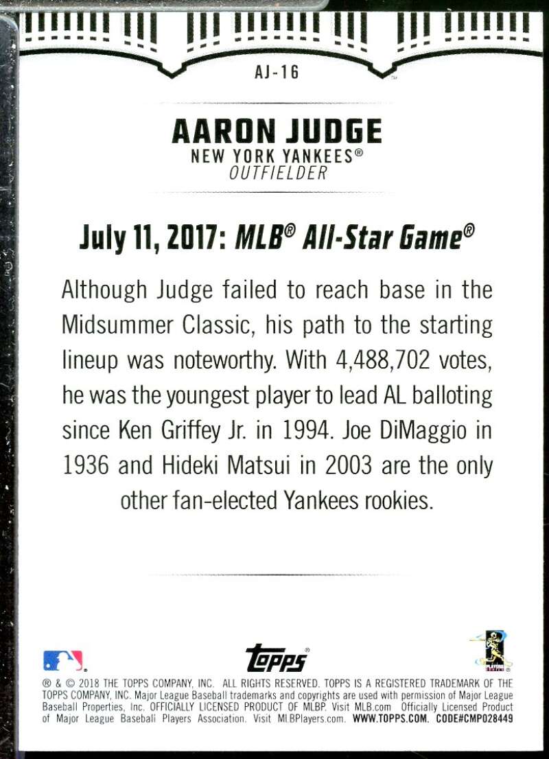 Aaron Judge Card 2018 Topps  Highlights #AJ16  Image 2