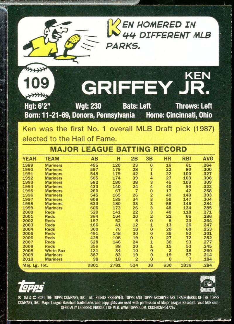 Ken Griffey Jr. Card 2021 Topps Archives #109  Image 2