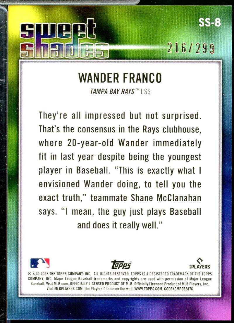 Wander Franco Rookie Card 2022 Topps Sweet Shades Black #SS8  Image 2