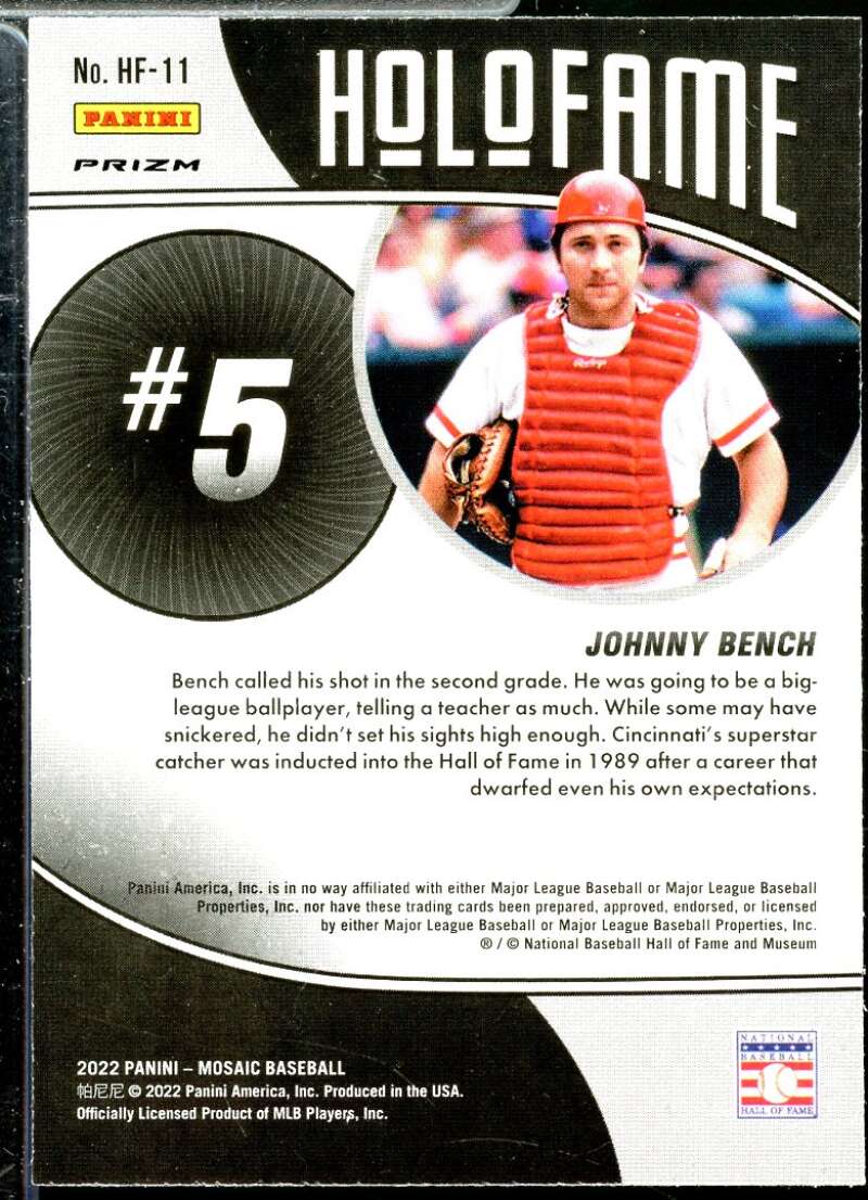 Johnny Bench Card 2022 Panini Mosaic Holofame Mosaic #11  Image 2