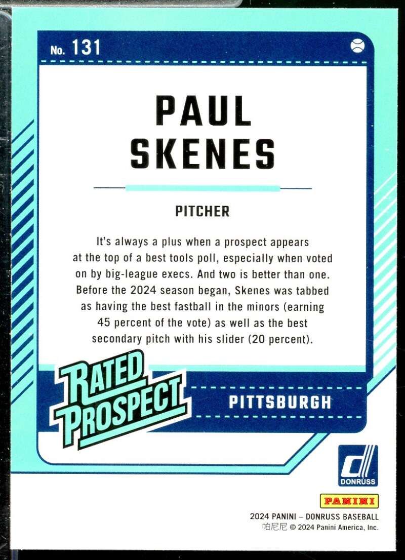 Paul Skenes Rookie Card 2024 Donruss #131  Image 2
