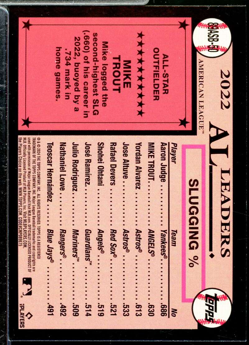 Mike Trout Card 2024 Topps '89 Topps All Star Foil #89ASB50  Image 2
