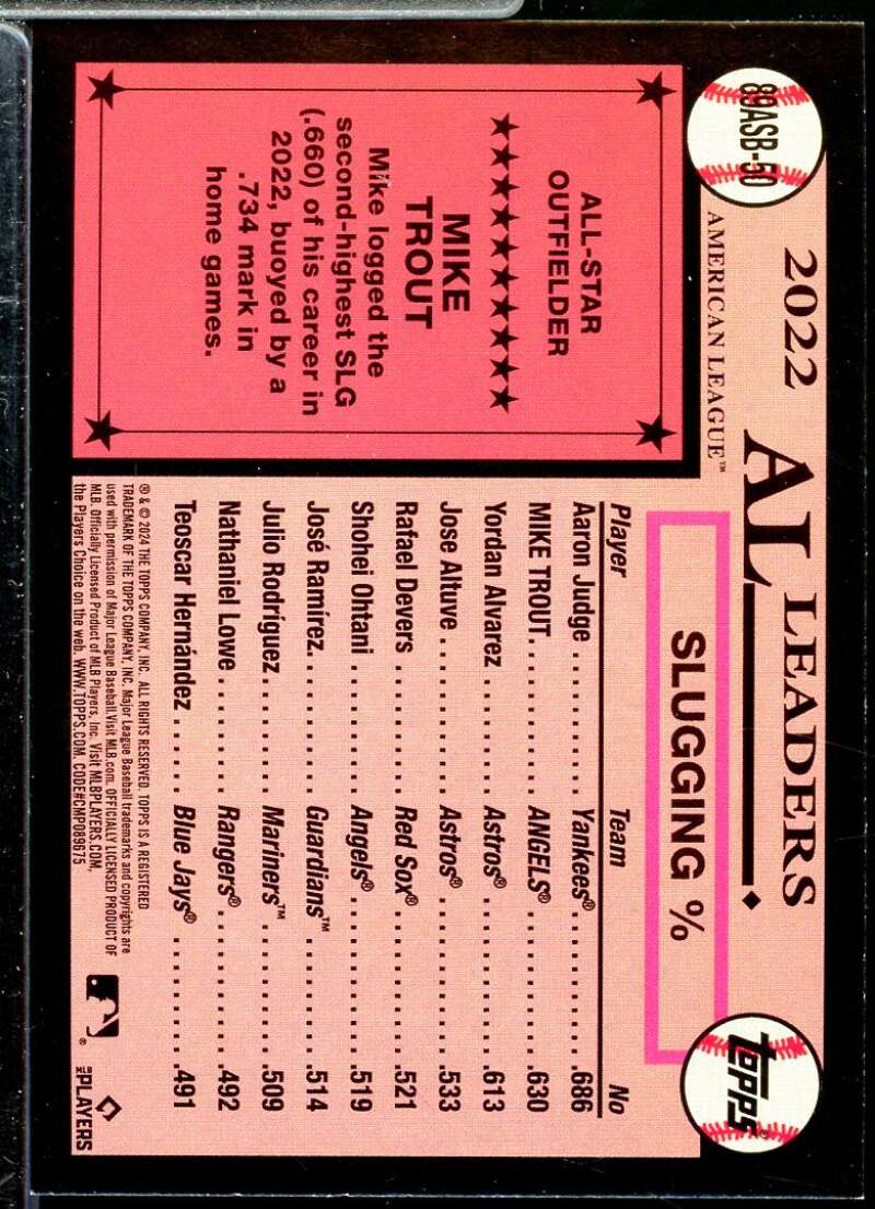 Mike Trout Card 2024 Topps '89 Topps All Star Foil #89ASB50  Image 2