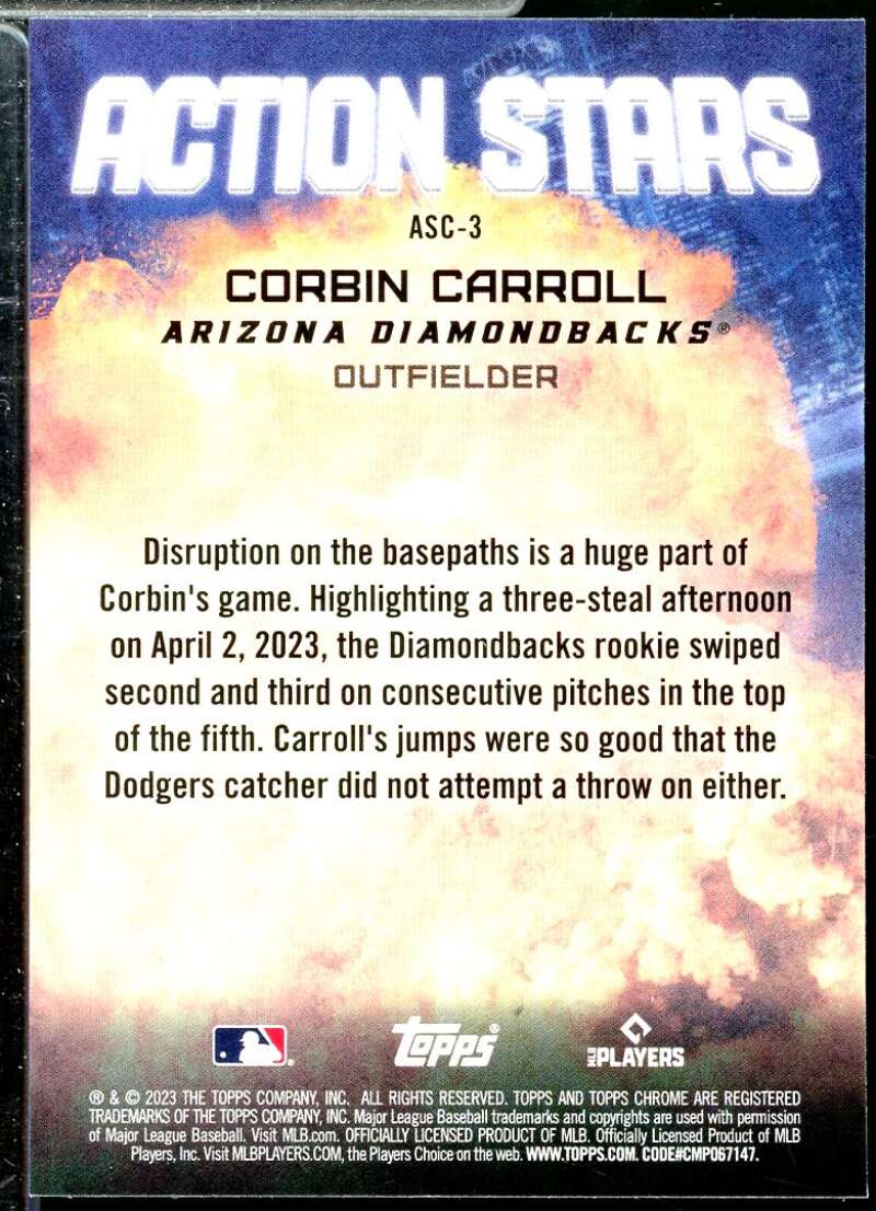 Corbin Carroll Rookie Card 2023 Topps Chrome Update Action Stars #ASC3  Image 2