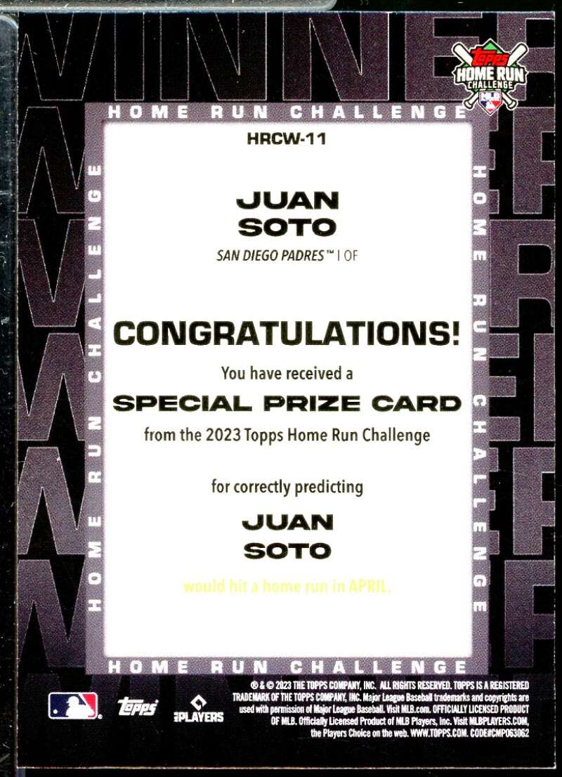 Juan Soto Card 2023 Topps Home Run Challenge Code Cards #HRC6  Image 2