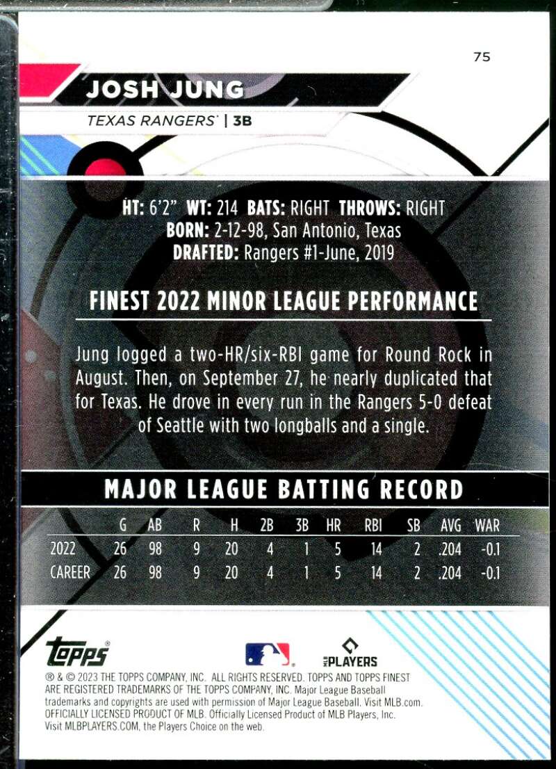 Josh Jung Rookie Card 2023 Finest #75  Image 2