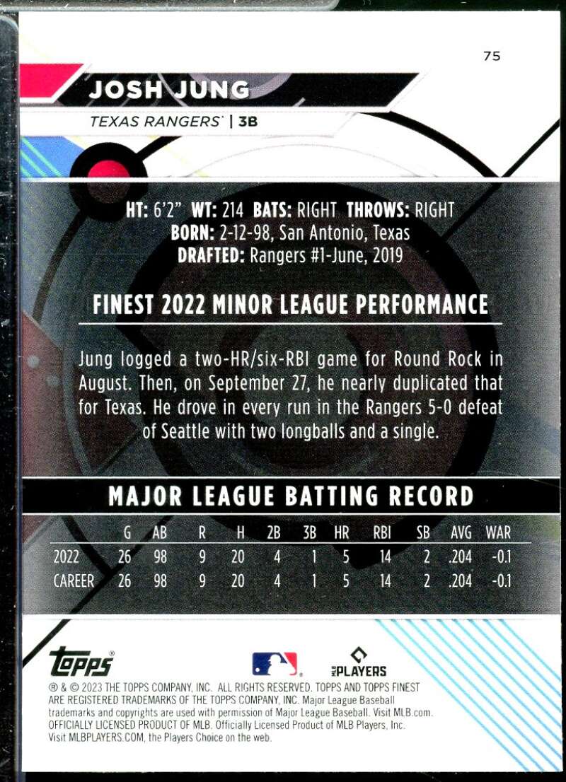 Josh Jung Rookie Card 2023 Finest #75  Image 2