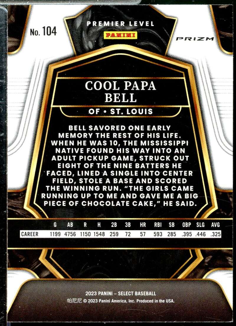 Cool Papa Bell PRM Card 2023 Select Prizms Silver #104  Image 2