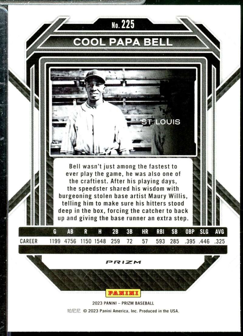 Cool Papa Bell Card 2023 Panini Prizm Prizms Red Ice #225  Image 2