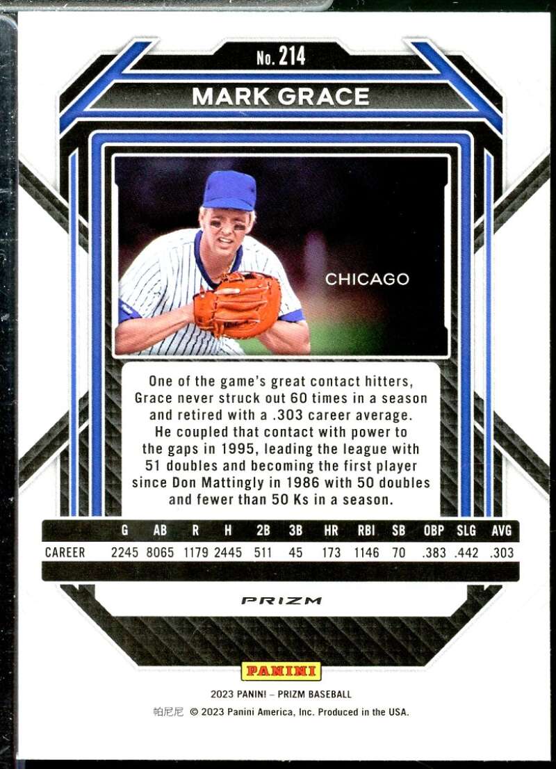Mark Grace Card 2023 Panini Prizm Prizms Red Ice #214  Image 2