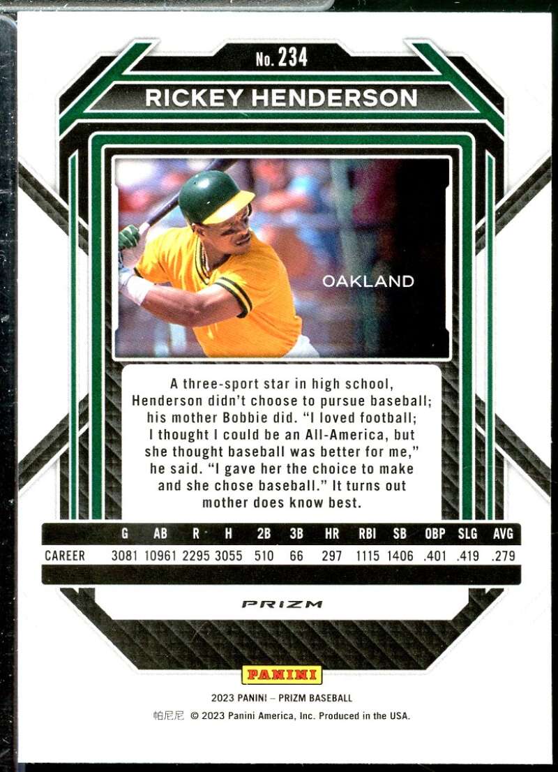 Rickey Henderson Card 2023 Panini Prizm Prizms Red Ice #234  Image 2