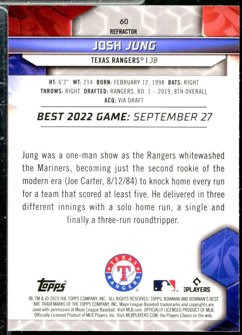 Josh Jung Rookie Card 2023 Bowman's Best Refractors #60  Image 2