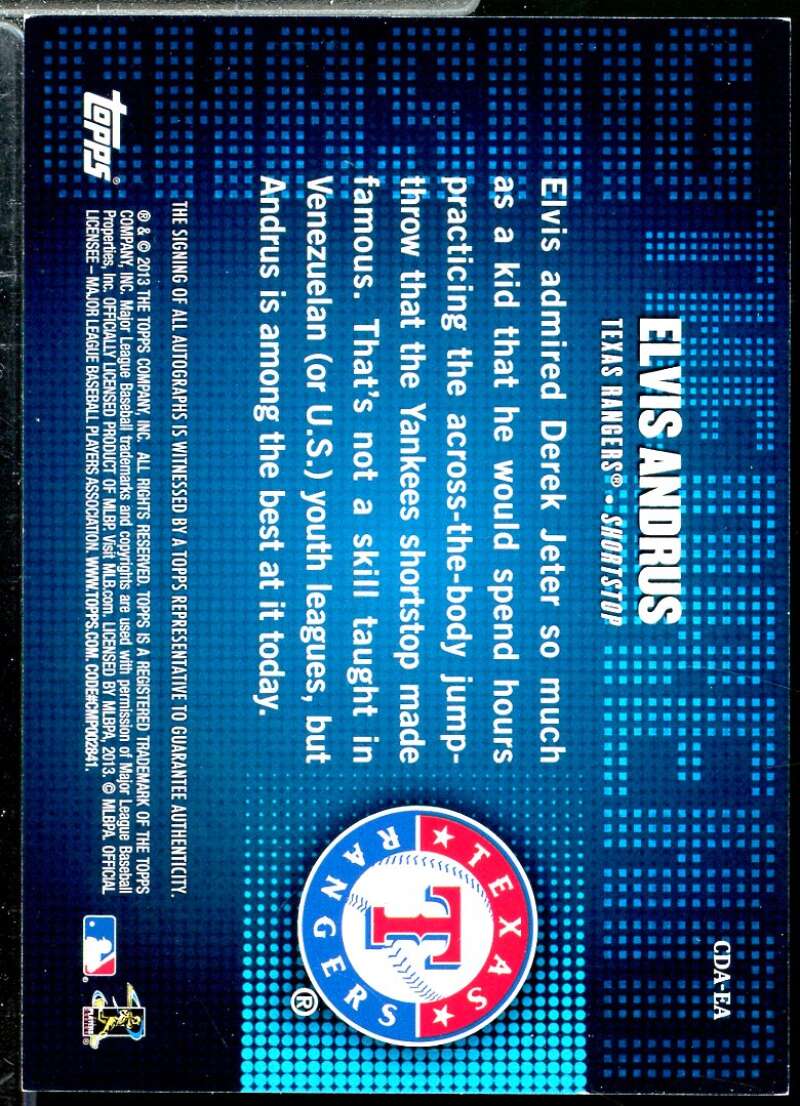 Elvis Andrus Card 2013 Topps Chasing The Dream Autographs #EA  Image 2