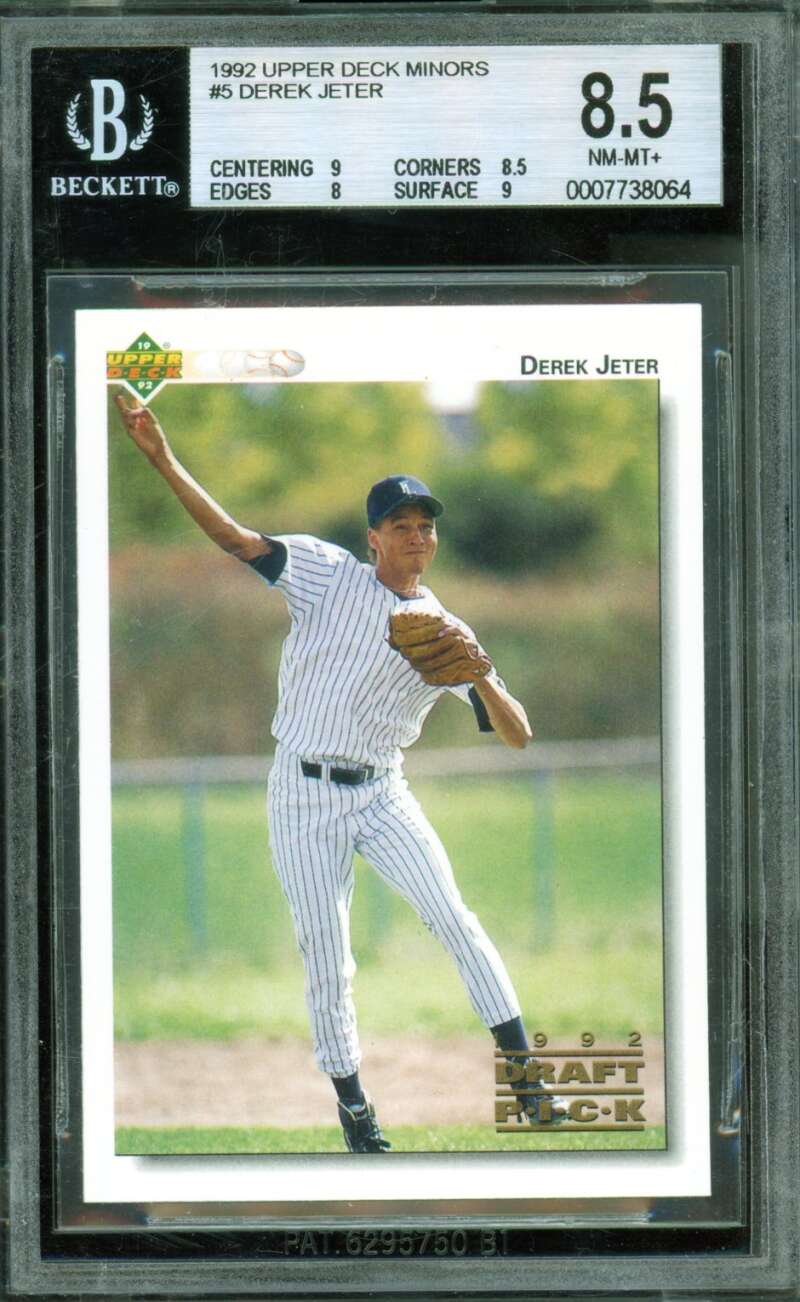Derek Jeter Rookie Card 1992 Upper Deck Minors #5 BGS 8.5 (holder scratches) Image 1