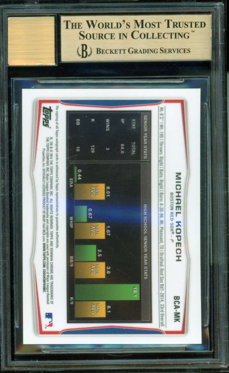 Michael Kopech Rookie Card 2014 Bowman Chrome Draft #bcamk BGS 9.5 Image 2