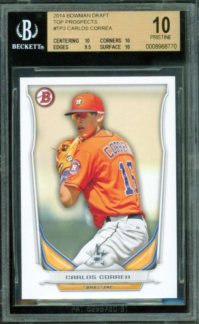 Carlos Correa Card 2014 Bowman Draft Top Prospects #TP3 (PRISTINE) BGS 10 Image 1