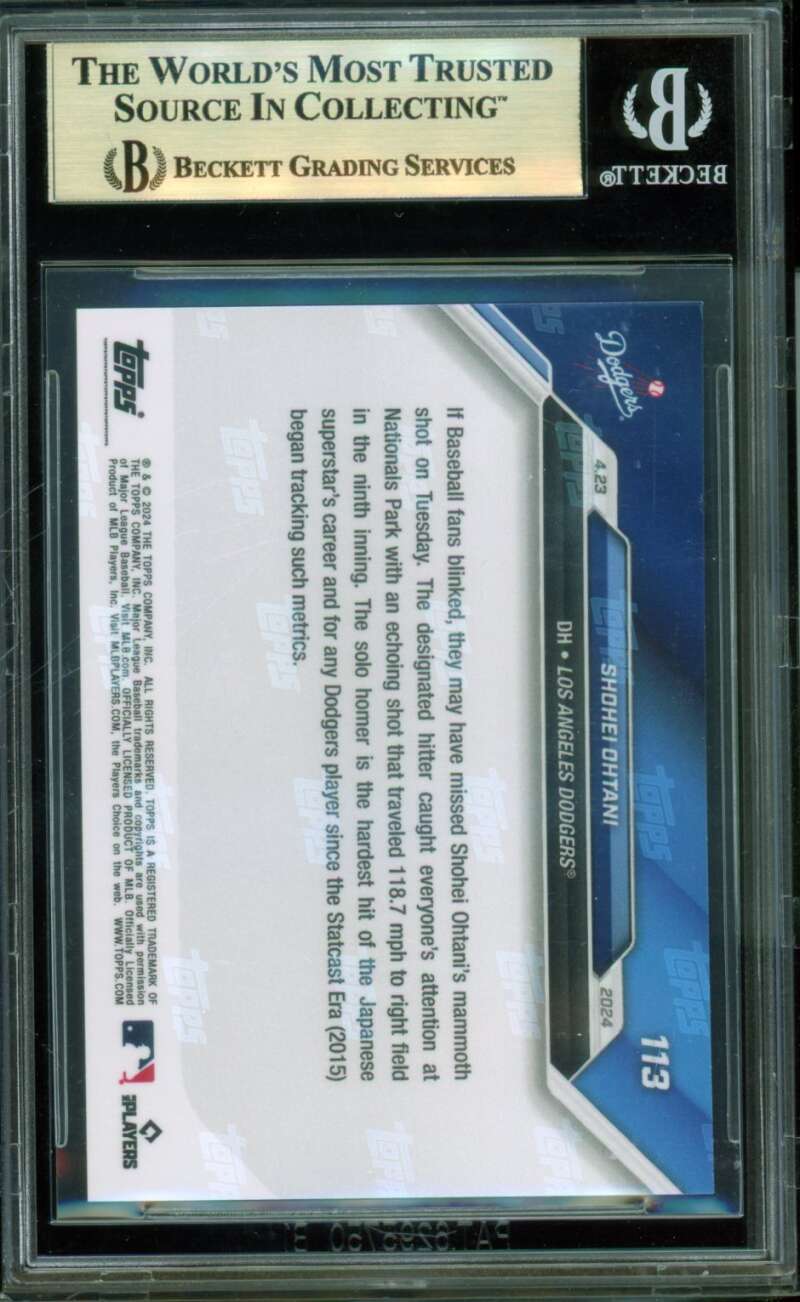 Shohei Ohtani Card 2024 Topps Now #113 BGS 9.5 Image 2