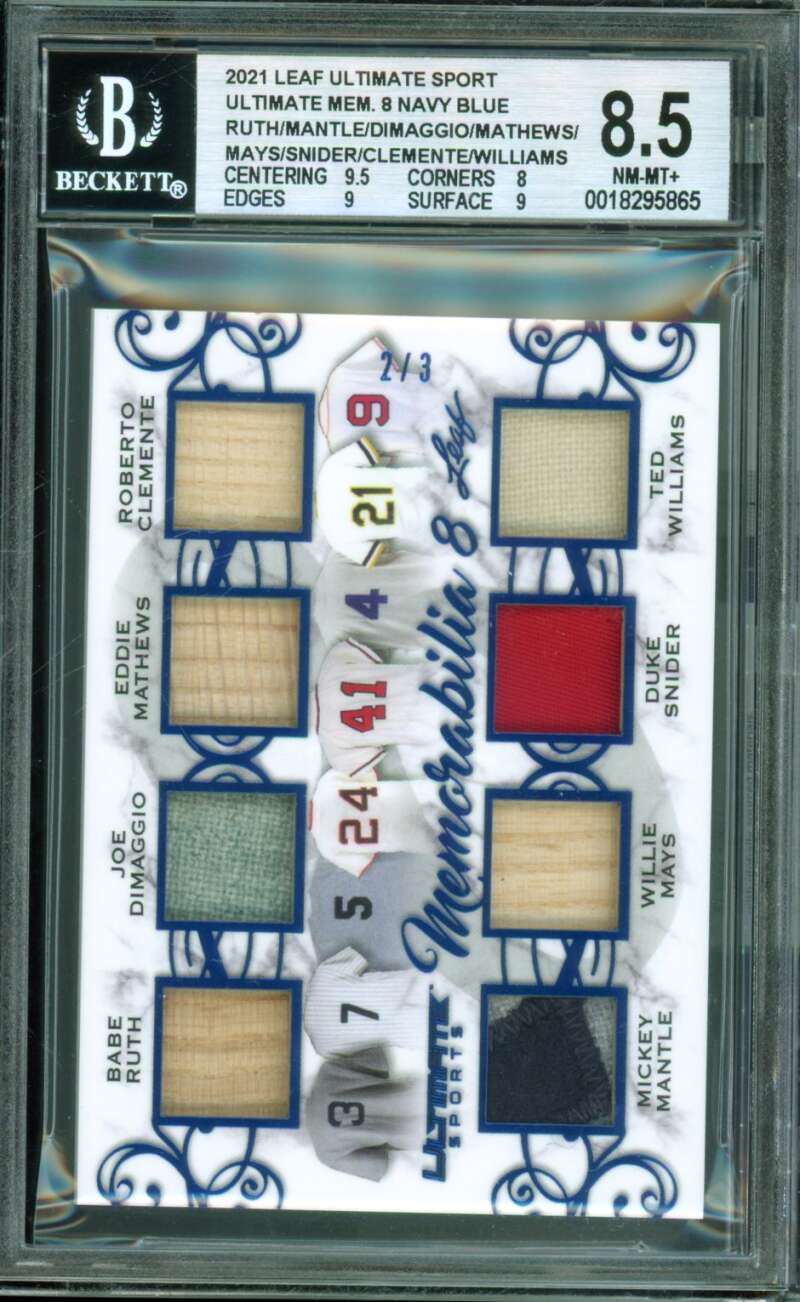 Ruth/Mantle/Dimaggio/Mays/Snider/Clemente/Williams 2021 Ultimate (2/3) BGS 8.5 Image 1