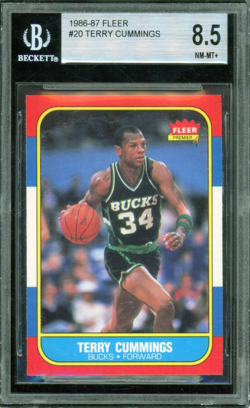 Terry Cummings Rookie Card 1986-87 Fleer #20 BGS 8.5 Image 1