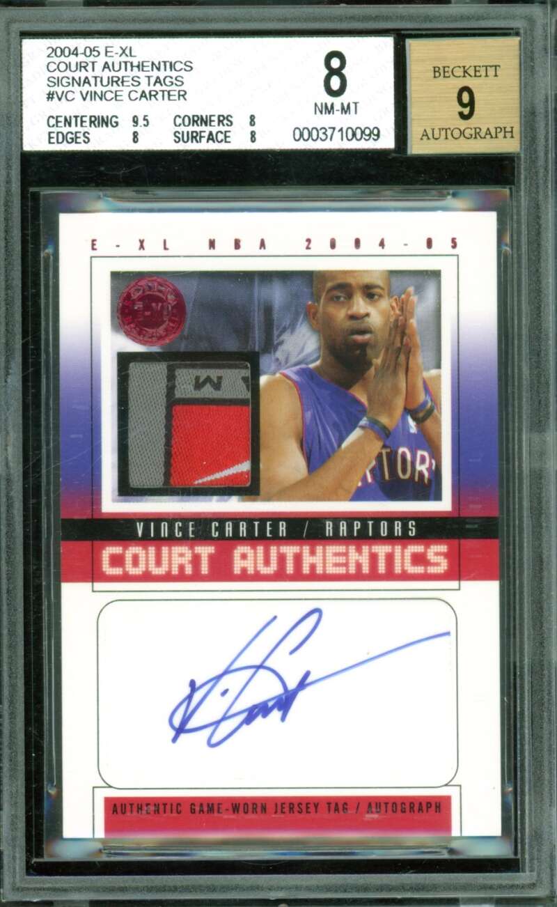 Vince Carter Card 2004-05 E-Xl Court Authentics Signatures Tag (3/5) #vc BGS 8 Image 1