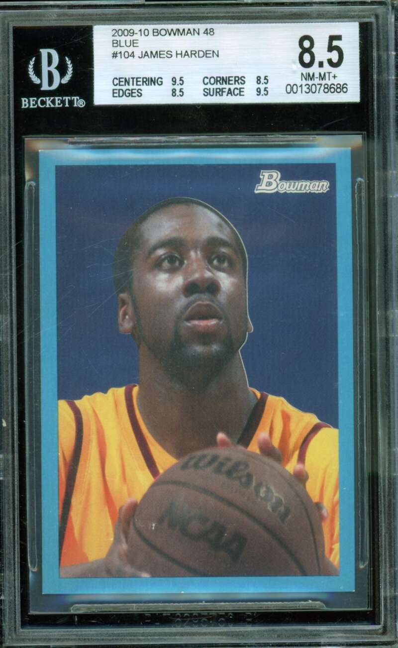 James Harden Rookie Card 2009-10 Bowman 48 Blue #104 BGS 8.5 Image 1