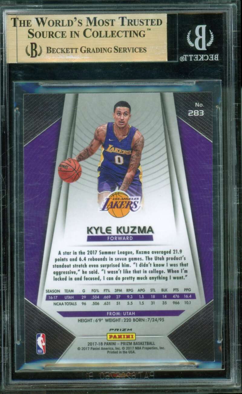 Kyle Kuzma Rookie Card 2017-18 Panini Prizm Green #283 BGS 9.5 Image 2