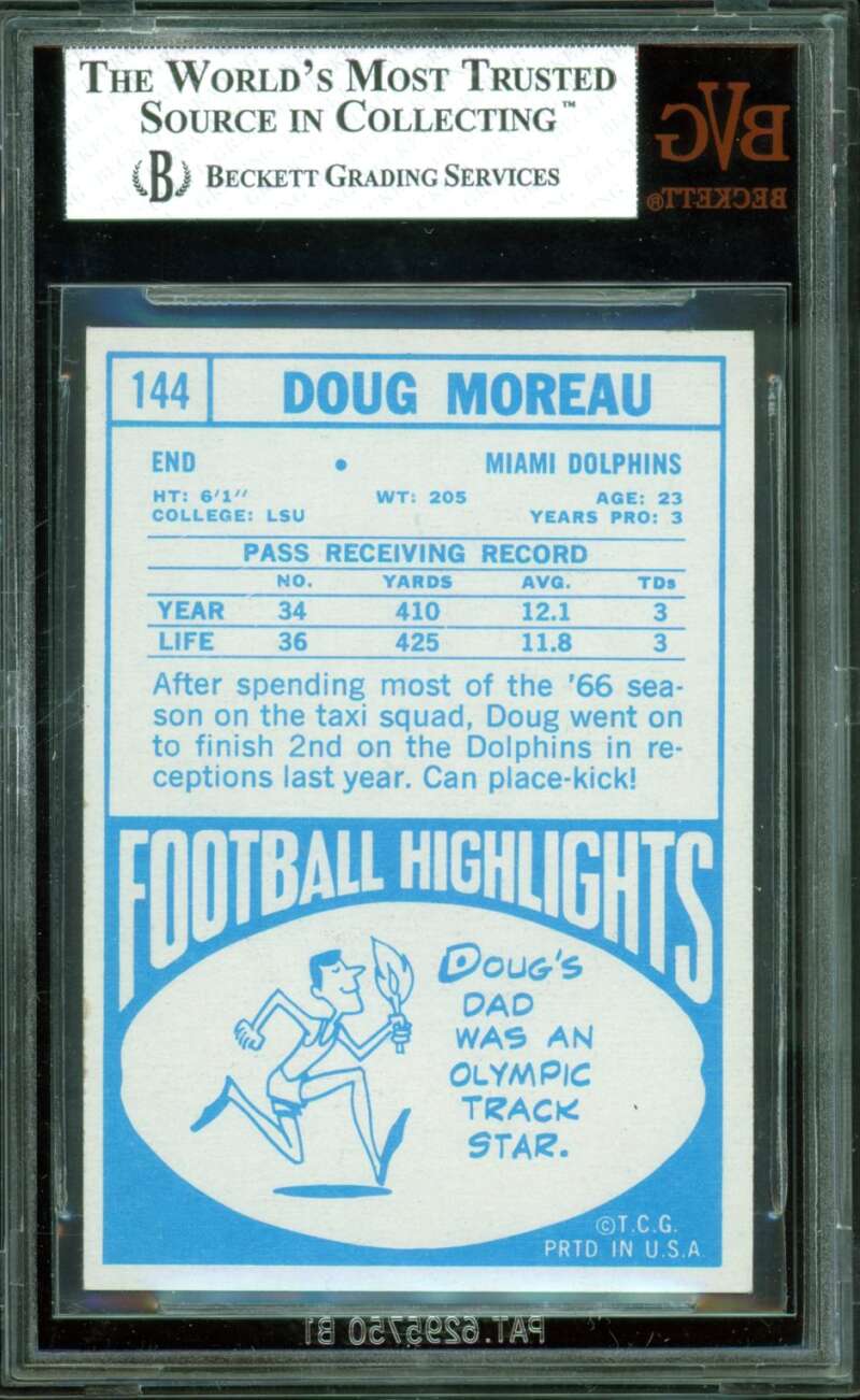 Doug Moreau Card 1968 Topps #144 BGS BVG 8 Image 2