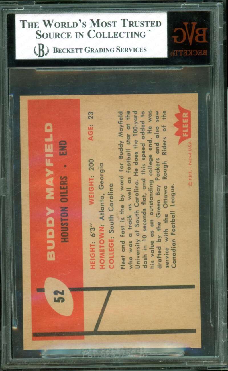 Buddy Mayfield Card 1960 Fleer #52 BGS BVG 8 Image 2